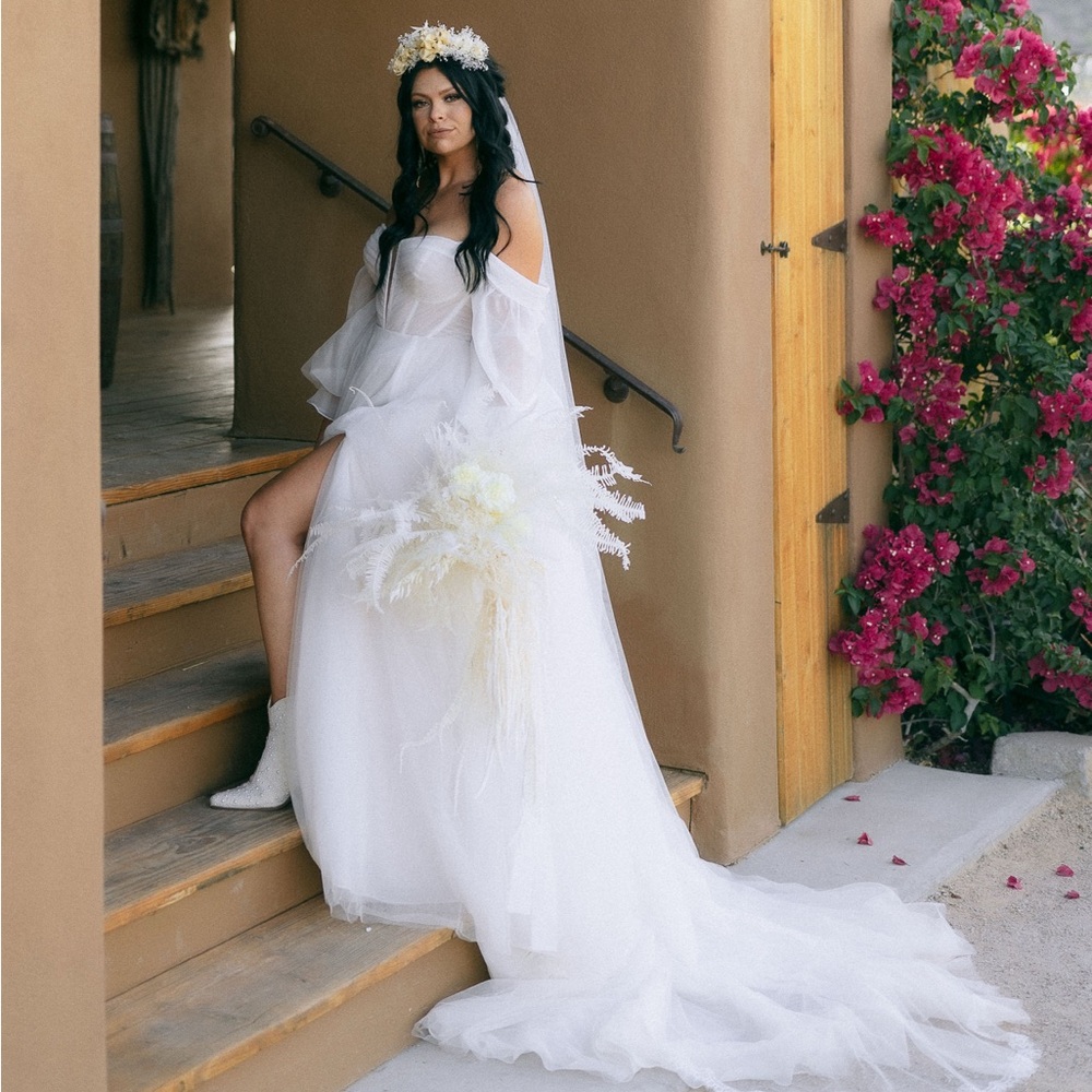 Martina Liana 1497 Romantic Wedding Dress with Detachable Sleeves and Veil